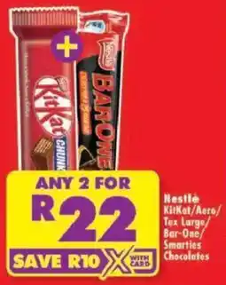 Shoprite Nestle KitKat/ Aero/ Tex Large Bar-One/ Smarties Chocolates offer