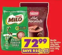 Shoprite Nestlé Hot Chocolate/ Milo Malt Powder Drink offer