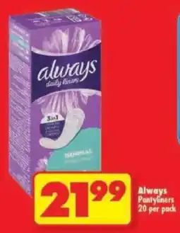 Shoprite Always Pantyliners offer