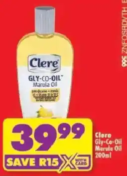 Shoprite Clere Gly-Co-Oil Marula Oil offer