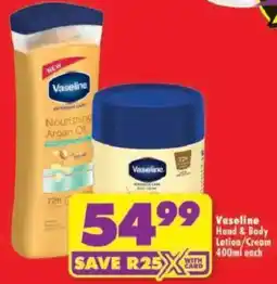 Shoprite Vaseline Hand & Body Lotion/ Cream offer