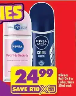 Shoprite Nivea Roll-On For Ladies/ Men offer