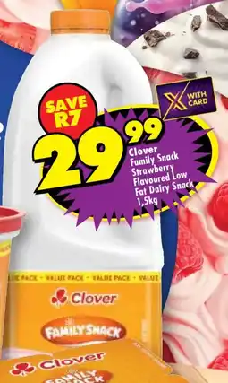 Shoprite Clover Family Snack Strawberry Flavoured Low Fat Dairy Snack offer