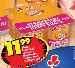 Shoprite Clover Family Snack Strawberry Flavoured Low Fat Dairy Snack offer