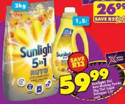 Shoprite Sunlight 5in1 Auto Washing Powder/ 2in1 Liquid Detergent offer