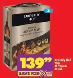 Shoprite Drostdy Hof Wine All Variants offer