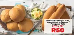 Food Lover's Market Panbake Hamburger Buns, Naan Bread, Hot Dog or Potuguese Rolls offer