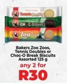 Food Lover's Market Bakers Zoo Zoos, Tennis Doubles or Choc-O Break Biscuits Assorted offer