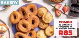 Food Lover's Market Cinnamon Doughnuts and Mini Milk Tarts offer