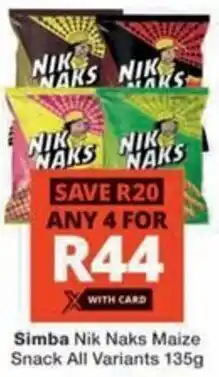 Checkers Hyper Simba Nik Naks Maize Snack All Variants offer