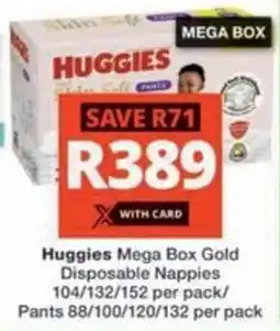 Checkers Hyper Huggies Mega Box Gold Disposable Nappies/ Pants offer