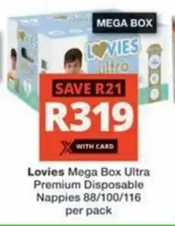 Checkers Hyper Lovies Mega Box Ultra Premium Disposable Nappies offer