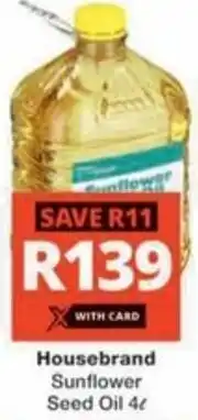Checkers Hyper Housebrand Sunflower Seed Oil offer
