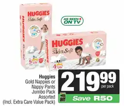 Spar Huggies Gold Nappies or Nappy Pants Jumbo Pack Assorted offer