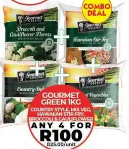 1UP Gourmet green country style, mix veg, hawaiian stir fry, broccoli & cauliflower offer