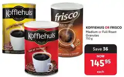 Makro Koffiehuis or Frisco Medium or Full Roast Granules offer