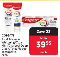 Makro Colgate Total Advance Whitening/ Clean Mint/ Charcoal Deep Clean/ Total Plaque Toothpaste offer