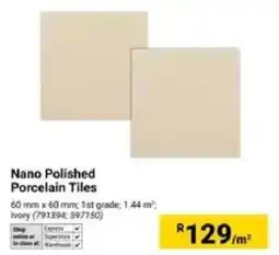 Builders Warehouse Nano Polished Porcelain Tiles offer