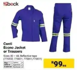 Builders Warehouse Beck Conti Econo Jacket or Trousers offer