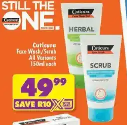 Shoprite Cuticura Face Wash/ Scrub All Variants offer