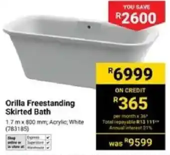 Builders Warehouse Orilla Freestanding Skirted Bath offer