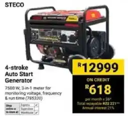 Builders Warehouse Steco 4-stroke Auto Start Generator offer