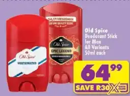 Shoprite Old Spice Deodorant Stick for Men All Variants offer