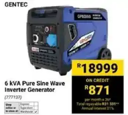 Builders Warehouse Gentec 6 KVA Pure Sine Wave Inverter Generator offer