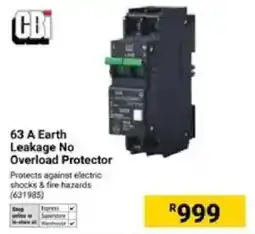 Builders Warehouse CBi 63 A Earth Leakage No Overload Protector offer