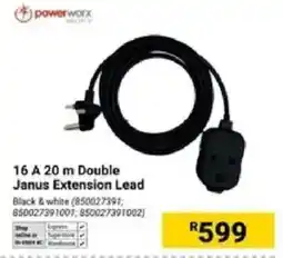 Builders Warehouse Powerworx 16 A 20 m Double Janus Extension Lead offer