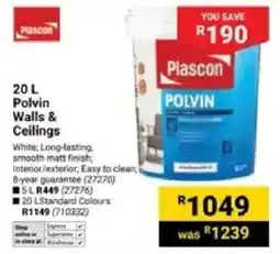 Builders Warehouse Plascon Polvin Walls & Ceilings offer