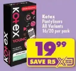 Shoprite Kotex Pantyliners All Variants offer