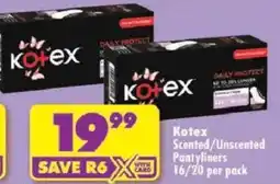 Shoprite Kotex Scented/ Unscented Pantyliners offer