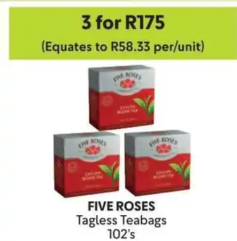 Makro FIVE ROSES Tagless Teabags 102's offer