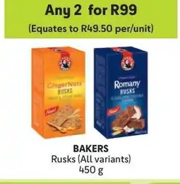 Makro BAKERS Rusks (ALL variants) offer