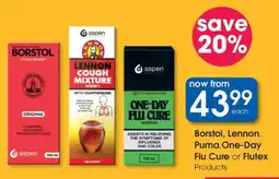 Clicks Borstel, Lennon, Puma, One-Day Flu Cure or Flutex Products offer