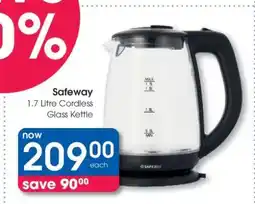 Clicks Safeway 1.7 Litre Cordless Glass Kettle offer