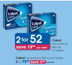 Clicks Calpol Paracetamol 500 mg 12 Tablets offer