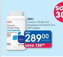 Clicks GNC Calcium Citrate Plus Magnesium & Vitamin D-3 180 Caplets offer