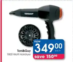 Clicks Toni&Guy 1800 Watt Hairdryer offer