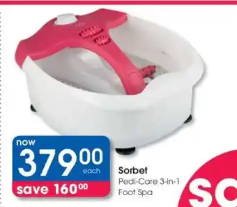 Clicks Sorbet Pedi-Care 3-in-1 Foot Spa offer