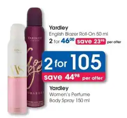 Clicks Yardley Women's Perfume Body Spray 150 ml offer