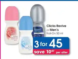 Clicks Clicks Revive or Men's Roll-On 50 ml offer