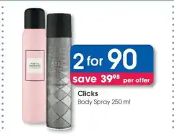 Clicks Clicks Body Spray 250 ml offer