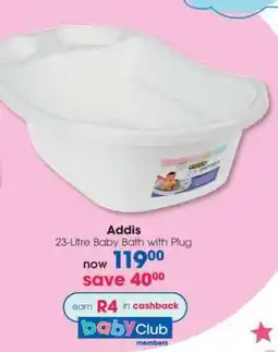 Clicks Addis 23-Litre Baby Bath with Plug offer