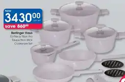 Clicks Berlinger Haus 15-Piece Titan Pro Taupe Non-Stick Cookware Set offer