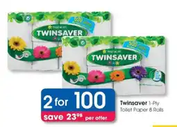 Clicks Twinsaver 1-Ply Toilet Paper 8 Rolls offer
