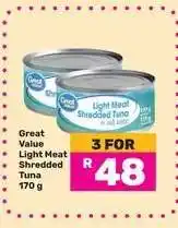 Game Great Value Light Meat Shredded Tuna 170 g offer