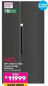 Game DEFY 559 L Side-by-Side Freezer Fridge (DFF636) offer