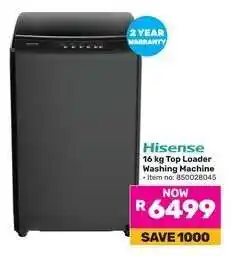 Game Hisense 16 kg Top Loader Washing Machine offer